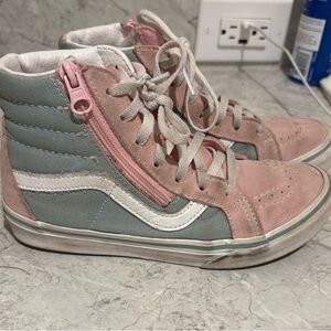 Vans Pink and Blue High-Top Sneakers with Side Zipper
